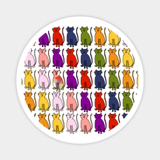 Clowder of Cats in Rainbow Colors Magnet